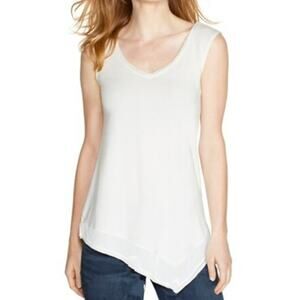 🏈 WHBM EUC sleeveess tunic top assymetrical Small cream off white